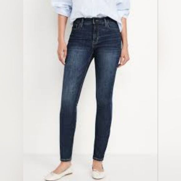 Old Navy high-waisted Rockstar super skinny raw hem jeans, sz 10 petite - Picture 1 of 7